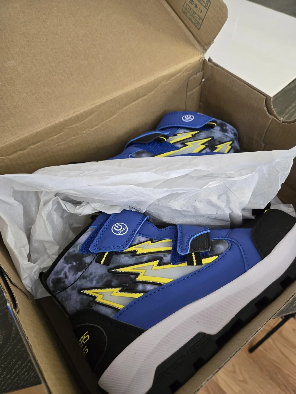 NEW Skechers S-Lights Waterproof Light-Up Kids Winter Boots Blue Black